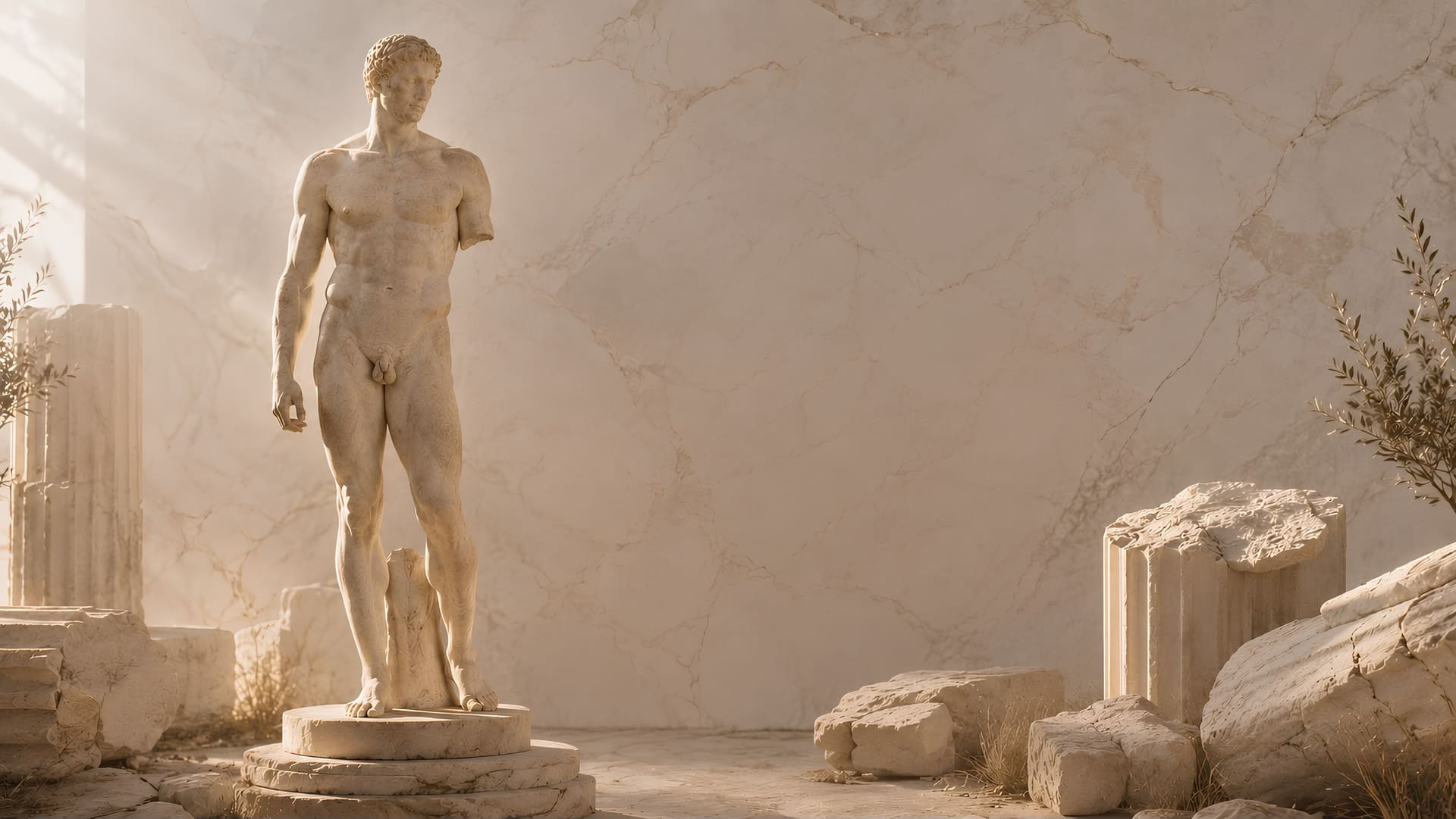 Doryphoros. Roman marble copy after the lost bronze of Polykleitos.